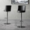 Bruno Black Faux Leather Gas-lift Bar Stools In Pair