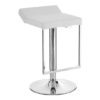 Ceko White Leather Seat Gas Lift Bar Stool With Chrome Base