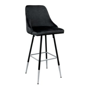 Fiona Black Fabric Bar Stool With Metal Legs