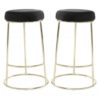 Intercrus Black Velvet Bar Stools With Metal Frame In A Pair