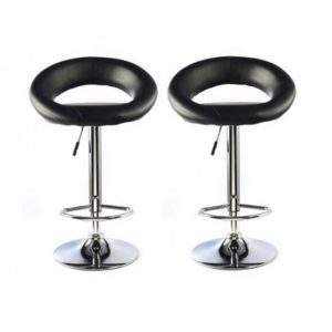 Makamae Black PU Leather Bar Stool In A Pair