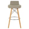 Porrima Faux Leather Bar Stool In Grey With Natural Legs