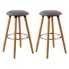 Porrima Grey Fabric Round Seat Bar Stools In Pair