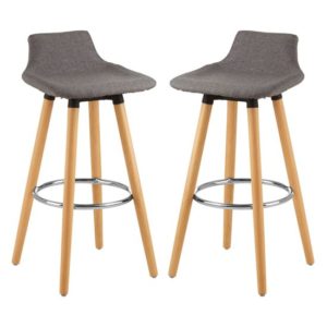 Porrima Grey Fabric Seat Bar Stools In Pair