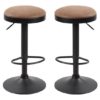 Remi Brown Leather Bar Stools With Black Base In A Pair