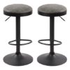 Remi Grey Leather Bar Stools With Black Base In A Pair