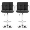 Stocam Black Faux Leather Gas Lift Bar Stools In Pair