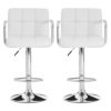 Stocam White Faux Leather Gas Lift Bar Stools In Pair