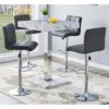 Topaz Gloss Bar Table In Diva Marble Effect With 4 Coco Grey Bar Stools