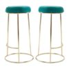 Intercrus Tall Green Velvet Bar Stools In Pair