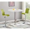 Topaz White Gloss Bar Table With 2 Ritz Green White Stools