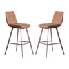 Palmer Brown Faux Leather Bar Stools In Pair