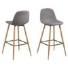 Woodburn Light Grey Fabric Bar Stools With Oak Legs In Pair