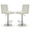 Akro White Faux Leather Bar Stools With Chrome Base In Pair