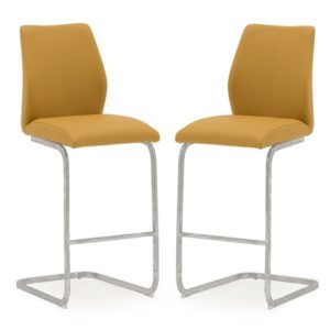 Samara Bar Chair In Orange PU And Chrome Legs In A Pair