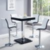 Topaz Black White Glass Bar Table With 4 Ritz White Black Stools