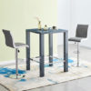 Jam Square Grey Glass Bar Table With 2 Ritz Grey White Stools