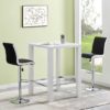 Jam Square White Glass Bar Table With 2 Ritz Black White Stools