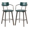 Alstan Vintage Teal Faux Leather Bar Stools In Pair