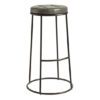 Matron Industrial Silver Faux Leather Bar Stool With Black Frame