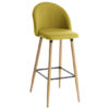 Nesat Fabric Bar Stool In Mustard With Solid Wooden Legs