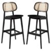 Romney Satin Black Wooden Bar Stools In Pair