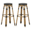 Toller Outdoor Black Aluminium Cane Effect Bar Stools In Pair