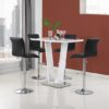 Ilko White High Gloss Bar Table With 4 Ripple Black Stools