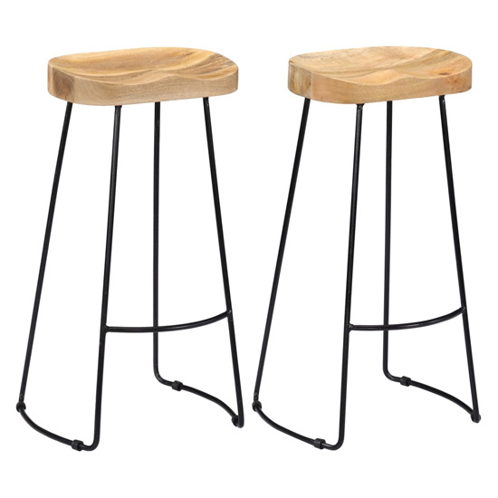 Henley 78cm Brown Wooden Bar Stools With Black Legs In A Pair - Cheap ...