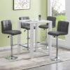 Jam Square Glass White Gloss Bar Table With 4 Coco Grey Stools