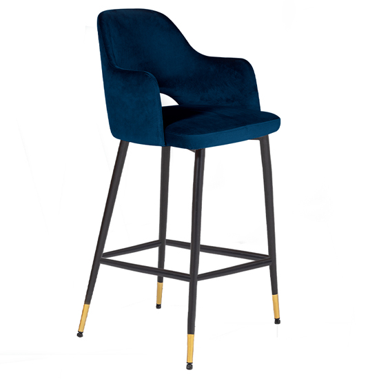 Brietta Velvet Bar Chair In Navy