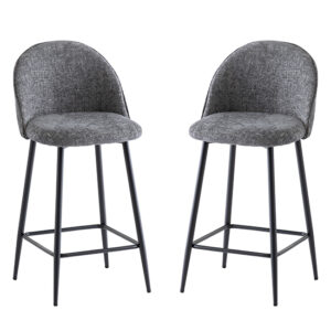 Rayya Graphite Fabric Counter Bar Stools In Pair