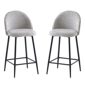 Rayya Silver Fabric Counter Bar Stools In Pair