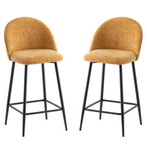 Rayya Yellow Fabric Counter Bar Stools In Pair