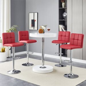 Havana White High Gloss Bar Table With 4 Coco Bordeaux Stools