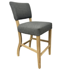 Celina Fabric Bar Stool With Wooden Frame In Grey