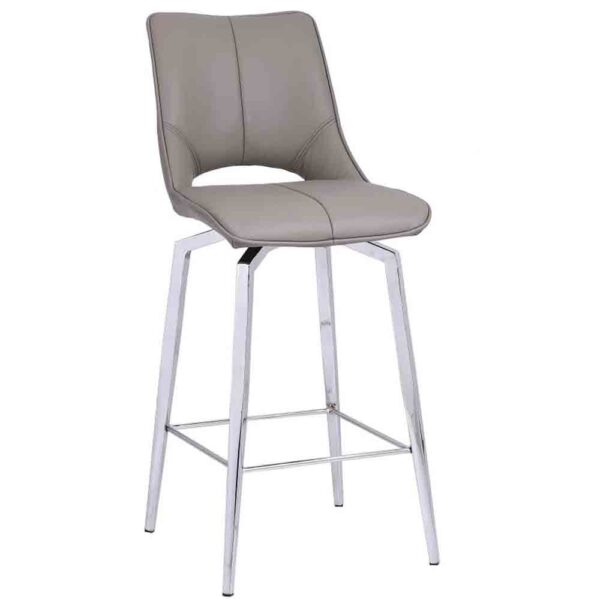 Pilton PU Leather Bar Stool With Chrome Legs In Taupe