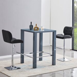 Jam Square Glass Grey Gloss Bar Table 2 Candid Black Stools