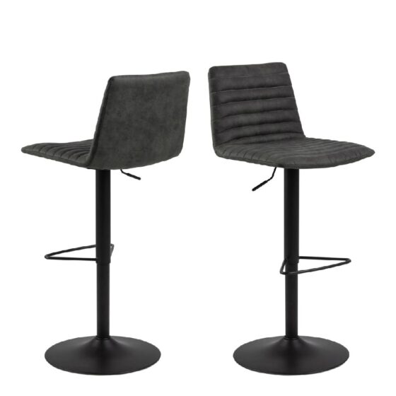 Kodak Anthracite Fabric Bar Stools With Metal Base In Pair