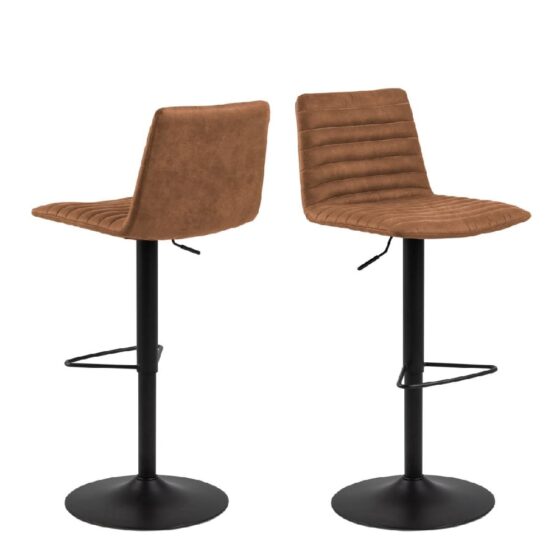 Kodak Brown Fabric Bar Stools With Metal Base In Pair