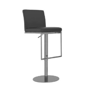 Eccles Leather Bar Stool With Chrome Base In Grey