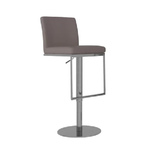 Eccles Leather Bar Stool With Chrome Base In Taupe