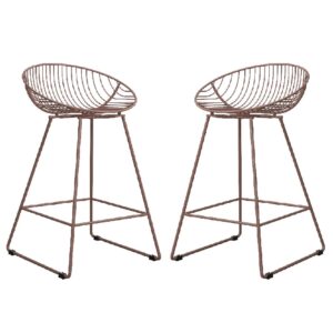 Eastlake Blush Pink Metal Bar Chairs In Pair