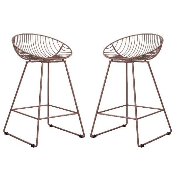 Eastlake Blush Pink Metal Bar Chairs In Pair