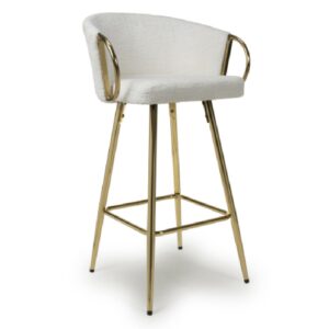 Visalia Fabric Bar Stool With Gold Legs In Cream