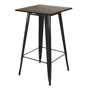 Findlay Wooden Square Bar Table With Black Legs In Brown