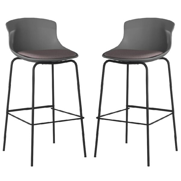 Hinton Grey Plastic Bar Stools With Fabric Seat In Pair