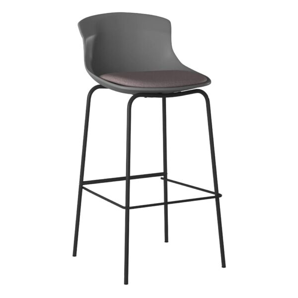 Hinton Plastic Bar Stool With Fabric Seat In Grey