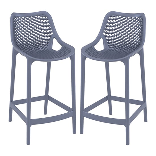 Arrochar Outdoor Dark Grey Polypropylene Bar Stools In Pair