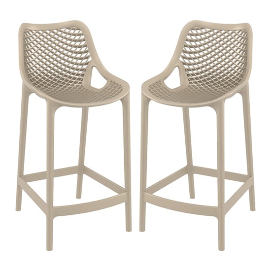 Arrochar Outdoor Taupe Polypropylene Bar Stools In Pair